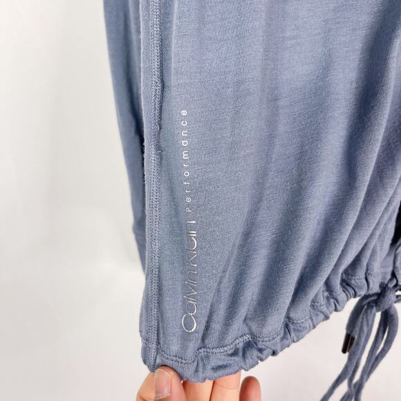 Calvin Klein Performance XSmall Blue Tie Bottom Open Back Long Sleeve Top Scoop - Picture 7 of 10